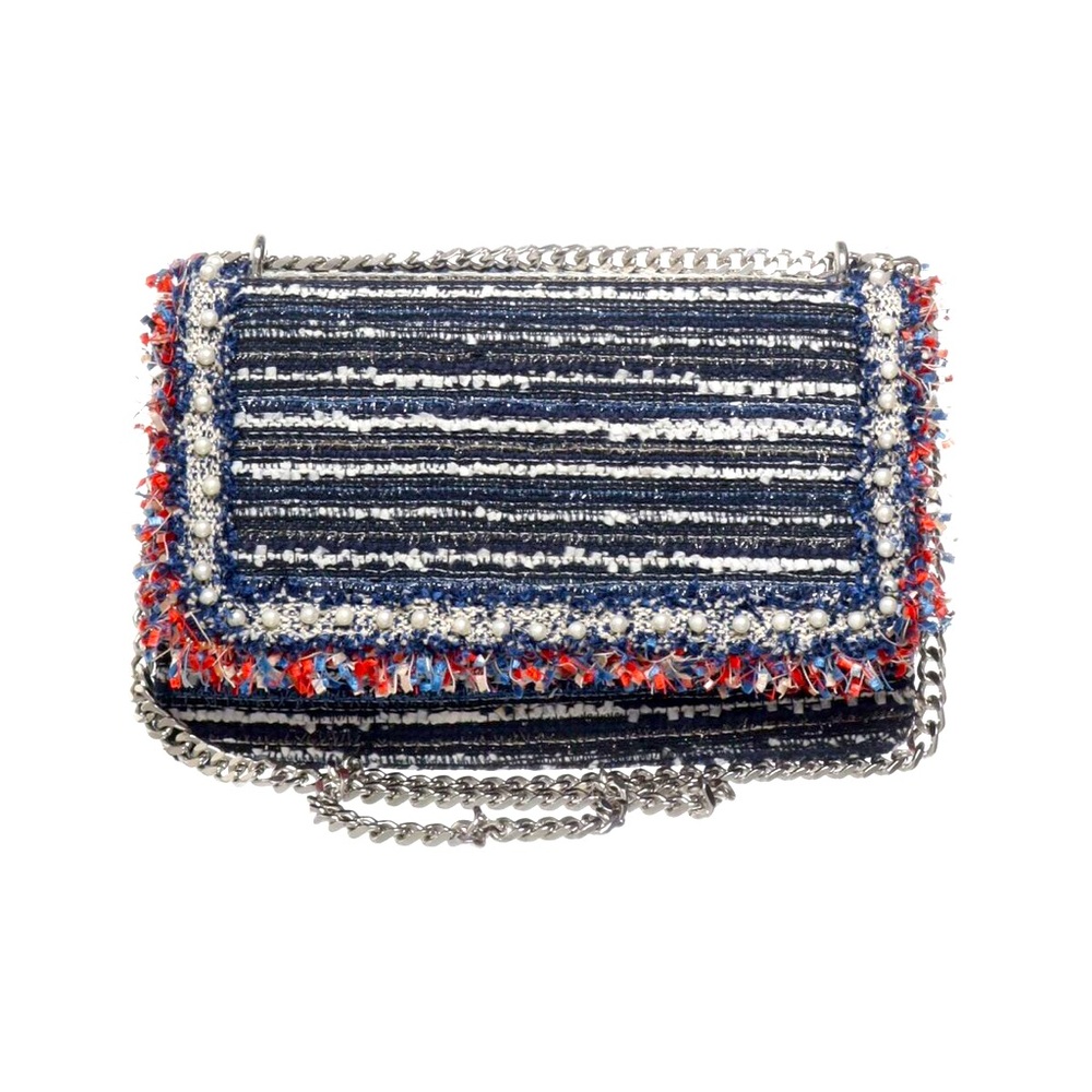 Zara Tweed Bag, Woven, Pearls
